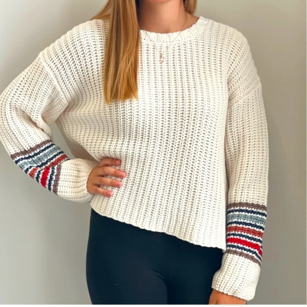 Z Supply Solange Chunky Stripe Sleeve Sweater, XS NWT